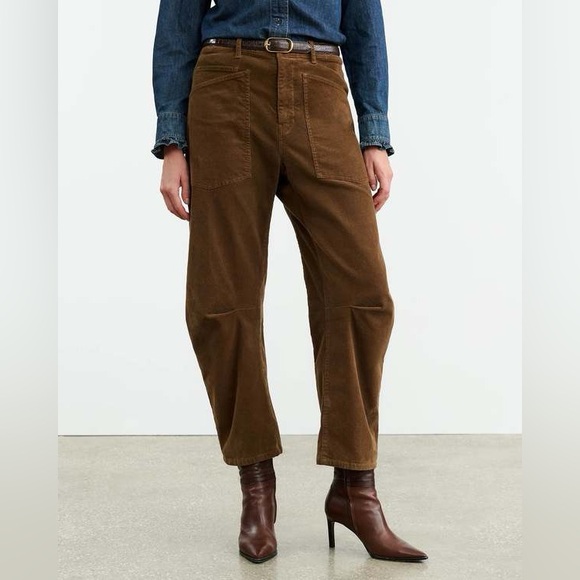 Nili Lotan Shon Corduroy Pant Sz 10 Brown Barrel Horseshoe - Picture 12 of 13